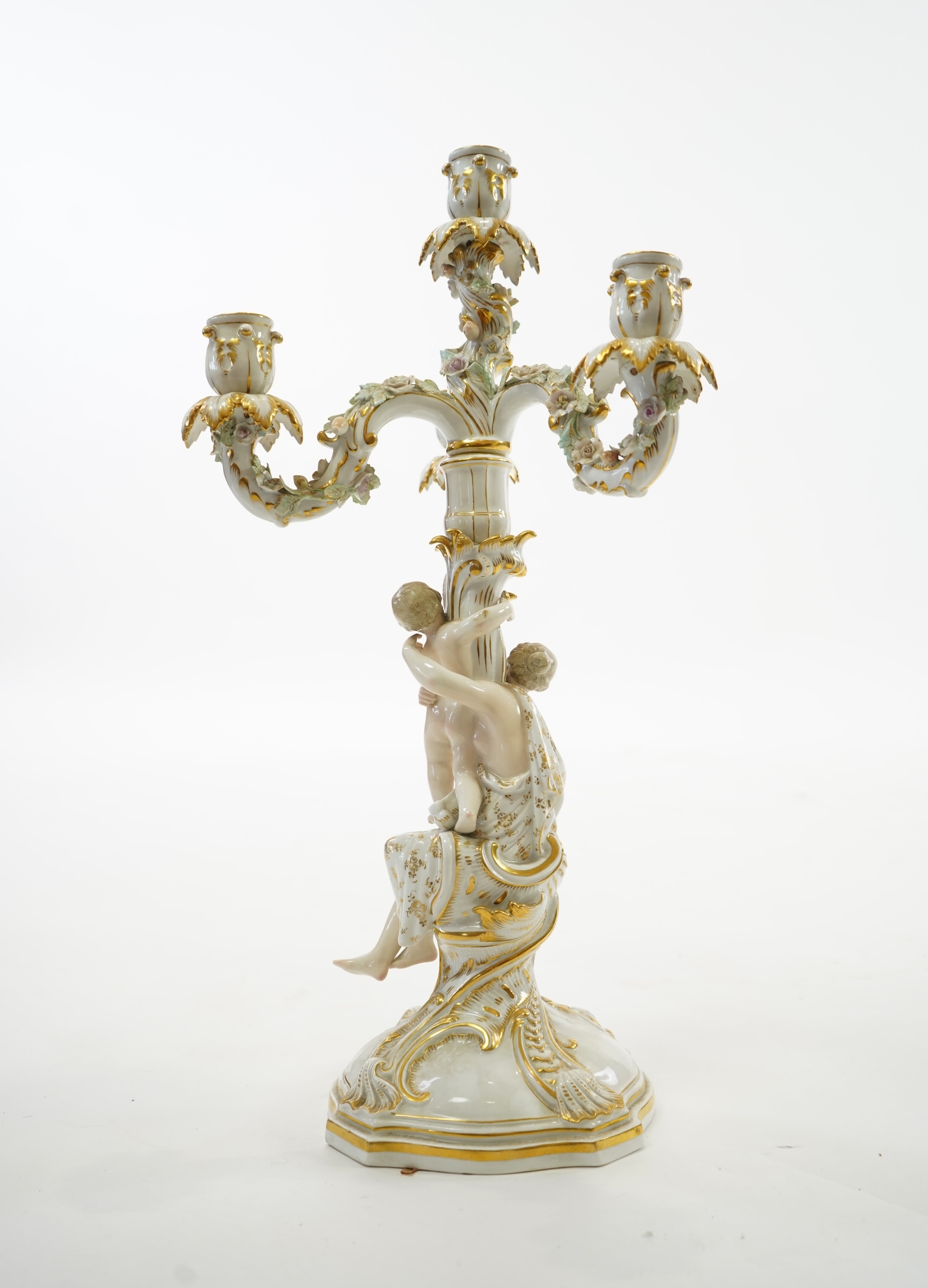 A Meissen figural candelabra, late 19th century